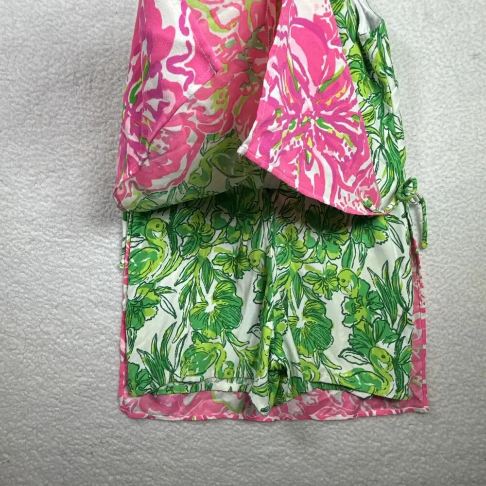 (T6) Lilly Pulitzer Pearl Romper Flamingle Engineered Flamingos Floral,Sz 4 - Picture 14 of 16